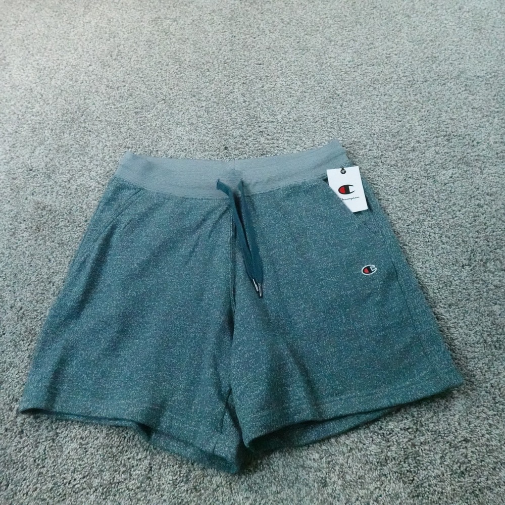 NEW Champion Shorts Mens M Blue Green Fleece Drawstring Athletic Workout Gym Run